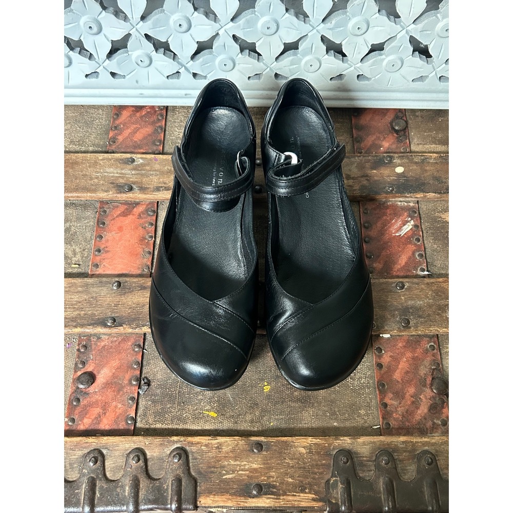 Aravon New Balance Black Leather Mary Jane Heels Comfort Strap Shoes Womens 10